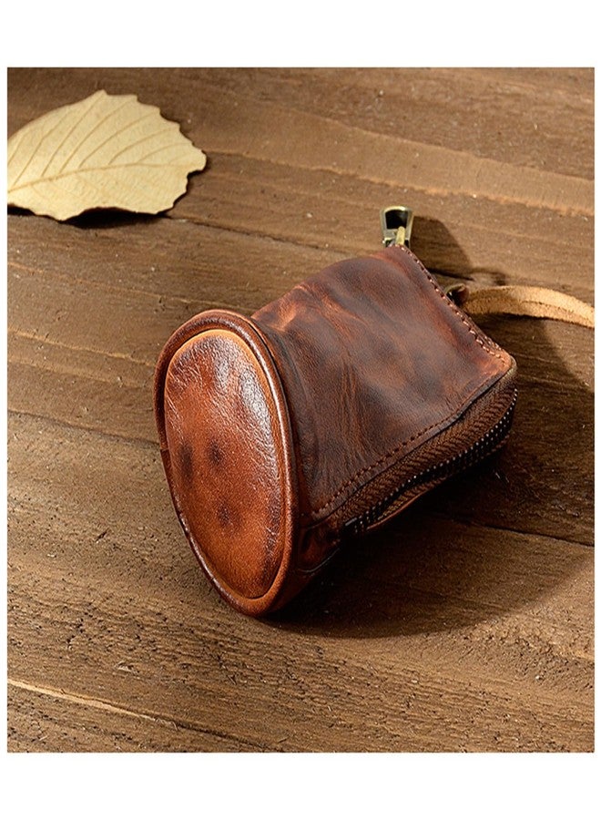 HIZEFSOO Genuine Leather Coin Purse, Mini Leather Change Purse for Men Women Change Holder Storage Bag Car Key Leather Coin Purse Pouch Case Organizer Bag Keychain Zipper (Yellow) - Image 5